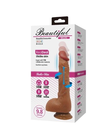 BAILE - BEAUTIFUL WILKS VIBRADOR REALÍSTICO DE 5 CONFIGURACIONES 25 CM MULATO Vibradores HI-TECH