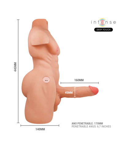 INTENSE DEEP TOUCH - MARTY TORSO CON ANO Y DILDO REALÍSTICO CON EMPUJE Y VIBRACIÓN CONTROL REMOTO 6.2 KG Vibradores Realísticos