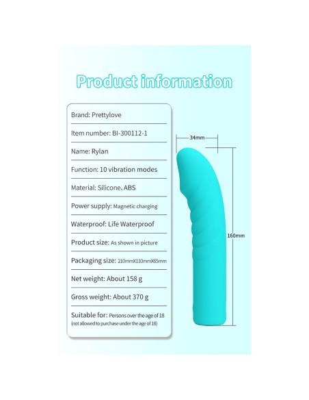 PRETTY LOVE - RYLAN VIBRADOR PUNTO G AZUL Vibradores Punto G