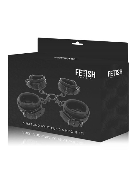 FETISH SUBMISSIVE - SET ESPOSAS MANOS Y TOBILLOS CON FORRO DE NEOPRENO Esposas de fijación