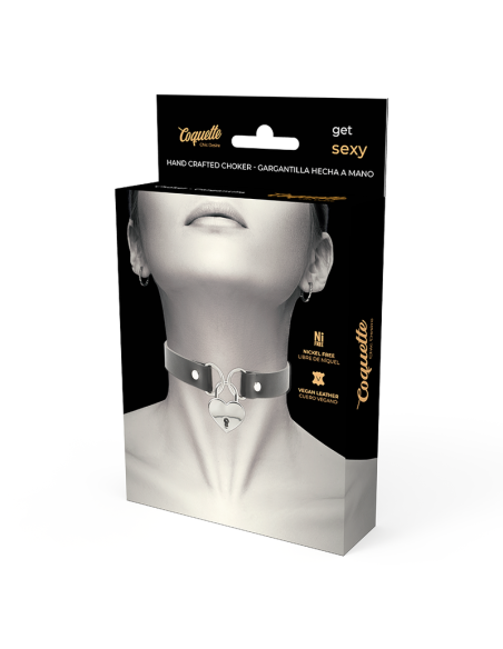 COQUETTE CHIC DESIRE - COLLAR CUERO VEGANO ACCESORIO CORAZÓN CON LLAVE Collares