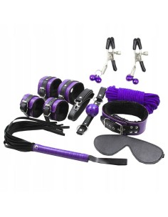 SECRETPLAY - BDSM SET 8PCS LILA / NEGRO