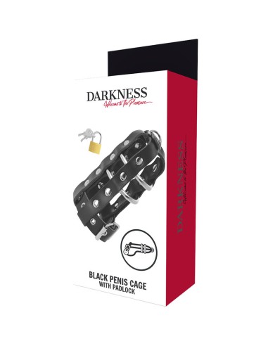 DARKNESS - JAULA CASTIDAD CUERO CON CANDADO Jaulas Pene BDSM