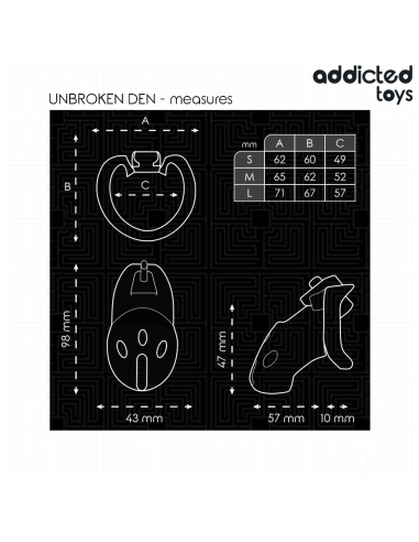 ADDICTED TOYS LOCKED - UNBROKEN DEN JAULA PARA PENE 9,8 CM Jaulas Pene BDSM