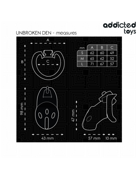 ADDICTED TOYS LOCKED - UNBROKEN DEN JAULA PARA PENE 9,8 CM Jaulas Pene BDSM