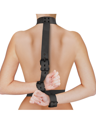 FETISH SUBMISSIVE BONDAGE - CONJUNTO DE SUJECIÓN PARA EL CUERPO DE CUELLO Y MUÑEQUERAS Arneses fijación