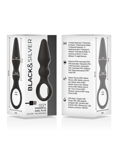 BLACK&SILVER - OZZY POTENTE VIBRADOR PLUG ANAL SILICONA Plugs Anales