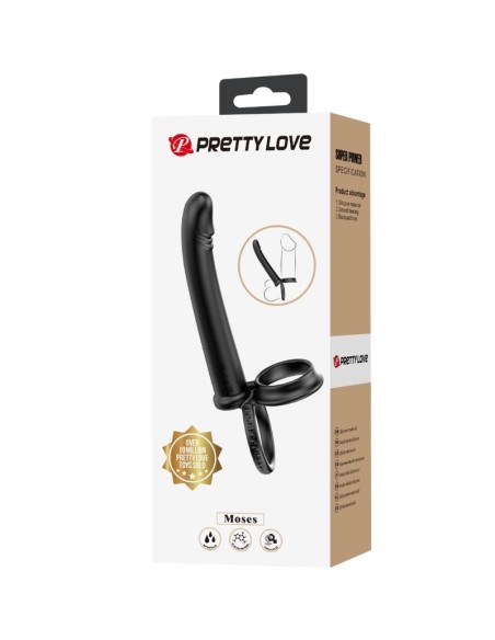 PRETTY LOVE - MOSES ANILLO DOBLE PENE PARA DONLE PENETACIÓN NEGRO Anillos para Doble Penetración