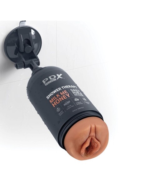 PDX PLUS - MASTURBADOR STROKER DISEÑO DISCRETO DE BOTE CHAMPU MILK ME HONEY CARAMELO Vaginas con vibración