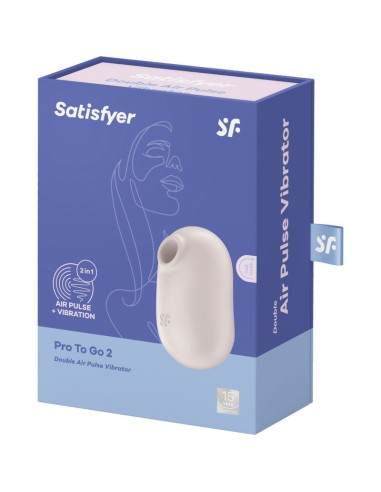 SATISFYER - PRO TO GO 2 ESTIMULADOR Y VIBRADOR DOBLE BEIGE Succionadores sin vibración