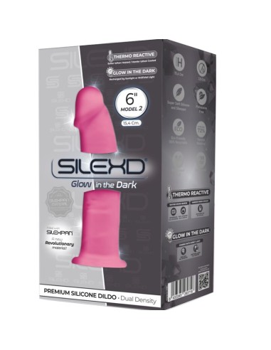 SILEXD - MODELO 2 PENE REALÍSTICO SILICONA PREMIUM SILEXPAN ROSA FLUORESCENTE 15 CM Penes realísticos
