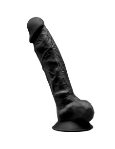 SILEXD - MODELO 1 PENE REALÍSTICO SILICONA PREMIUM SILEXPAN NEGRO 20 CM