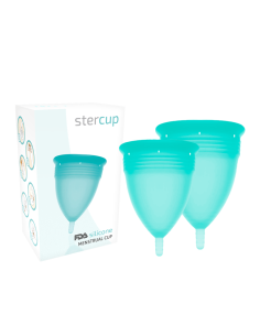 STERCUP - PACK COPA MENSTRUAL SILICONA FDA TALLA S + L AQUAMARINA 2