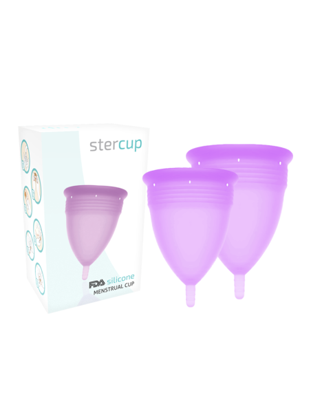 STERCUP - PACK COPA MENSTRUAL SILICONA FDA TALLA S + L LILA Copas vaginales