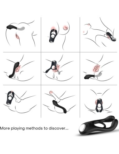 ARMONY - VEYRON ANILLO VIBRADOR DOBLE PINZA CONTROL REMOTO NEGRO Anillos con Vibración