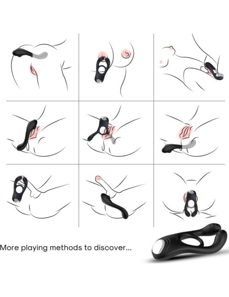 ARMONY - VEYRON ANILLO VIBRADOR DOBLE PINZA CONTROL REMOTO NEGRO Anillos con Vibración