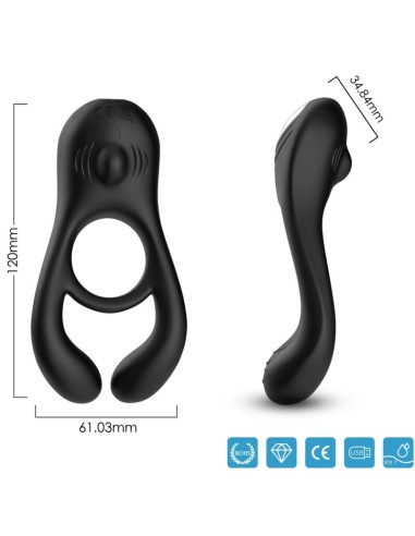 ARMONY - VEYRON ANILLO VIBRADOR DOBLE PINZA CONTROL REMOTO NEGRO Anillos con Vibración