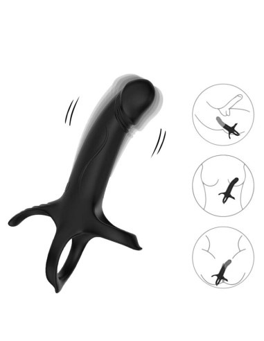 ARMONY - DILDO CON ANILLO & VIBRADOR CONTROL REMOTO NEGRO Anillos con Vibración