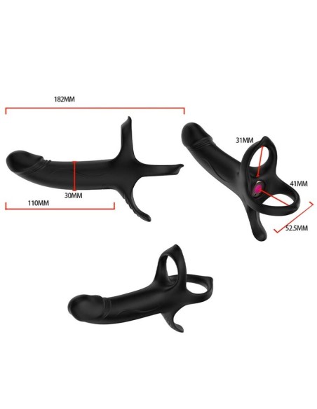 ARMONY - DILDO CON ANILLO & VIBRADOR CONTROL REMOTO NEGRO Anillos con Vibración