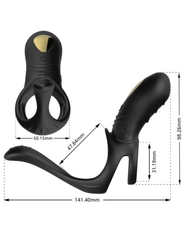 ARMONY - JOY JUMPER ANILLO VIBRADOR PAREJAS & PLUG ANAL CONTROL REMOTO NEGRO Anillos con Vibración