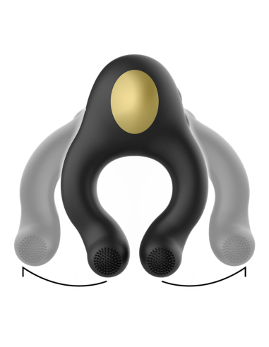 ARMONY - ANILLO VIBRADOR SILICONA 3 MOTORES RECARGABLE NEGRO - DORADO Anillos con Vibración