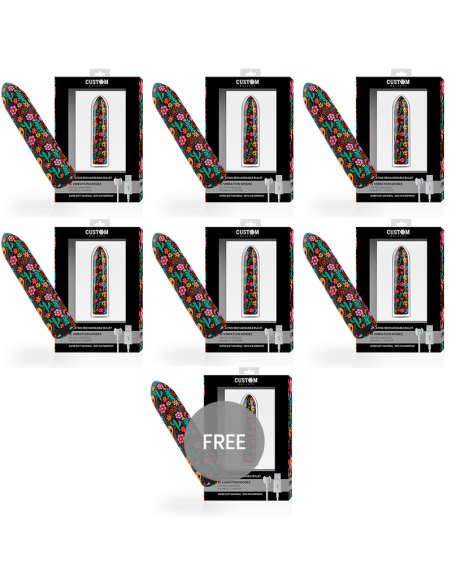 CUSTOM BULLETS - BALA RECARGABLE SKULL 10 INTENSIDADES 6 + 1 GRATIS Juguetes para Mujeres