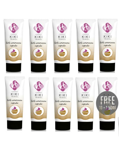KIKÍ TRAVEL - GEL DESLIZANTE SABOR A TARTA AMERICANA CUPCAKE 50 ML 10 + 1 GRATIS Kits Lubricantes
