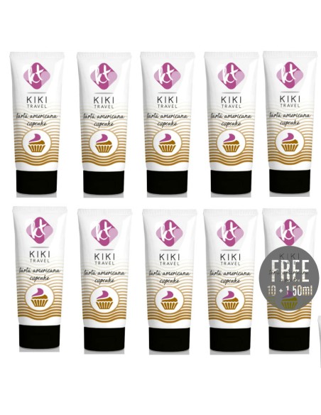 KIKÍ TRAVEL - GEL DESLIZANTE SABOR A TARTA AMERICANA CUPCAKE 50 ML 10 + 1 GRATIS Kits Lubricantes