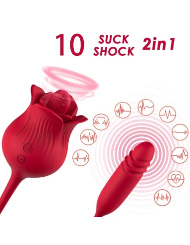 ARMONY - ROSELIP ESTIMULADOR CLITORIS CON LENGUA 10 MODOS & VIBRADOR ROJO Succionadores con vibración