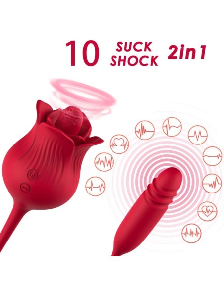 ARMONY - ROSELIP ESTIMULADOR CLITORIS CON LENGUA 10 MODOS & VIBRADOR ROJO Succionadores con vibración