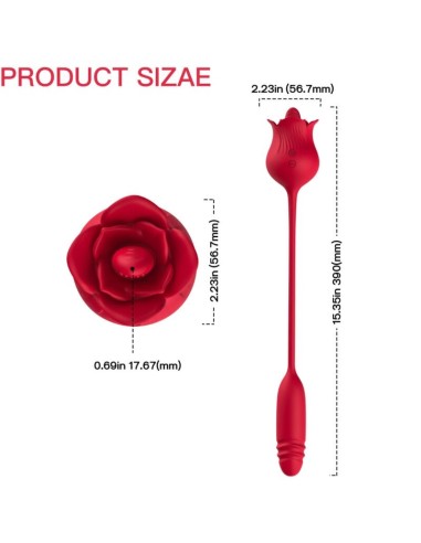 ARMONY - ROSELIP ESTIMULADOR CLITORIS CON LENGUA 10 MODOS & VIBRADOR ROJO Succionadores con vibración