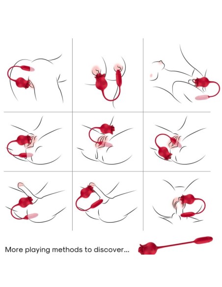 ARMONY - ROSELIP ESTIMULADOR CLITORIS CON LENGUA 10 MODOS & VIBRADOR ROJO Succionadores con vibración