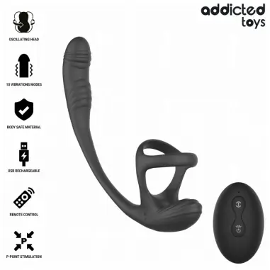 ADDICTED TOYS - PLUG ANAL VIBRACIÓN Y WAVING 360º Y ESTIMULADOR TESTÍCULOS 