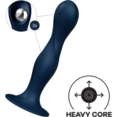 SATISFYER - DOUBLE BALL-R DILDO SILICONA AZUL 