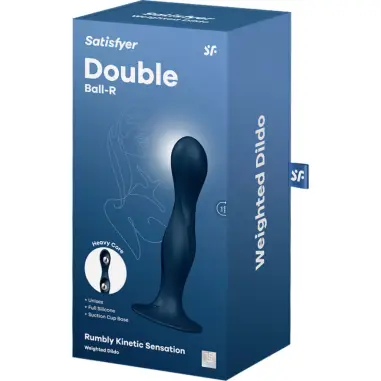 SATISFYER - DOUBLE BALL-R DILDO SILICONA AZUL 