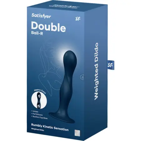 SATISFYER - DOUBLE BALL-R DILDO SILICONA AZUL 