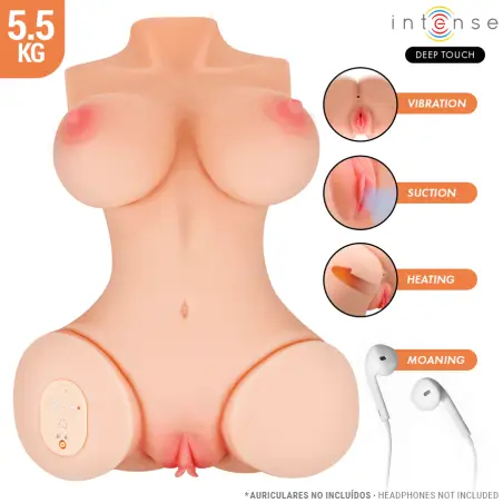 INTENSE DEEP TOUCH - VERO TORSO VAGINA CON EFECTO SUCCIÓN, CALOR, VIBRACIÓN Y VOZ CON CONTROL REMOTO 5.5 KG Muñec@s Tamaño Real