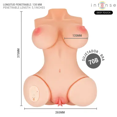 INTENSE DEEP TOUCH - VERO TORSO VAGINA CON EFECTO SUCCIÓN, CALOR, VIBRACIÓN Y VOZ CON CONTROL REMOTO 5.5 KG Muñec@s Tamaño Real