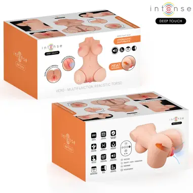 INTENSE DEEP TOUCH - VERO TORSO VAGINA CON EFECTO SUCCIÓN, CALOR, VIBRACIÓN Y VOZ CON CONTROL REMOTO 5.5 KG Muñec@s Tamaño Real