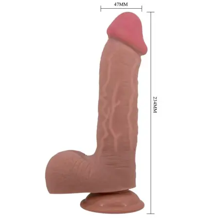 PRETTY LOVE - SLIDING SKIN SERIES DILDO REALÍSTICO CON VENTOSA PIEL DESLIZANTE MULATO 23.4 CM Dildos sin Vibración
