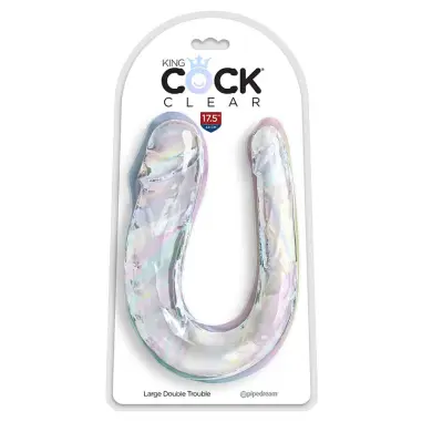 KING COCK - DOUBLE TROUBLE DILDO DOBLE 44 CM TRANSPARENTE 