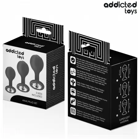 ADDICTED TOYS - SET DE 3 PLUG SILICONA ANAL CON JOYA 