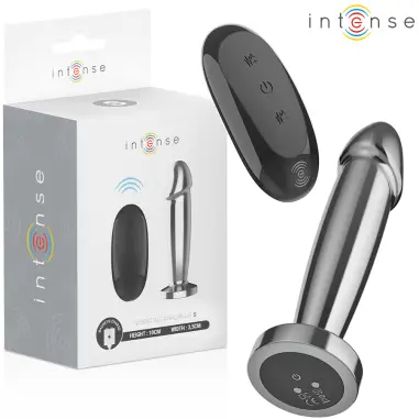 INTENSE - PLUG ANAL 10 VIBRACIONES METAL EN FORMA DE DILDO CON CONTROL REMOTO S 