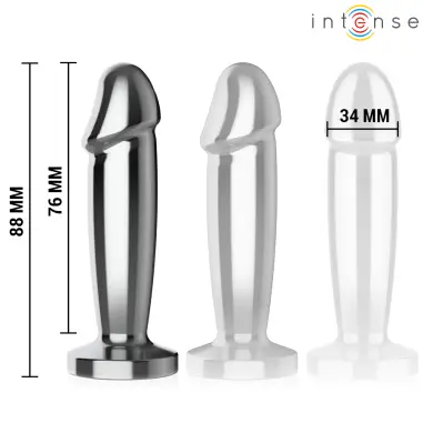 INTENSE - PLUG ANAL 10 VIBRACIONES METAL EN FORMA DE DILDO CON CONTROL REMOTO S 