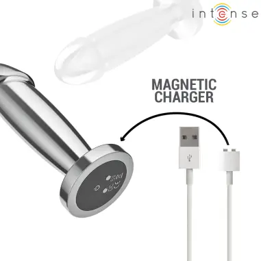 INTENSE - PLUG ANAL 10 VIBRACIONES METAL EN FORMA DE DILDO CON CONTROL REMOTO S 