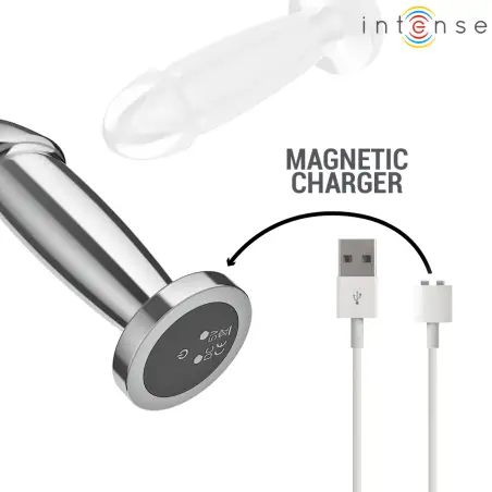 INTENSE - PLUG ANAL 10 VIBRACIONES METAL EN FORMA DE DILDO CON CONTROL REMOTO S 