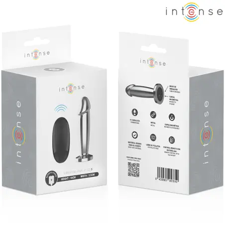 INTENSE - PLUG ANAL 10 VIBRACIONES METAL EN FORMA DE DILDO CON CONTROL REMOTO S 