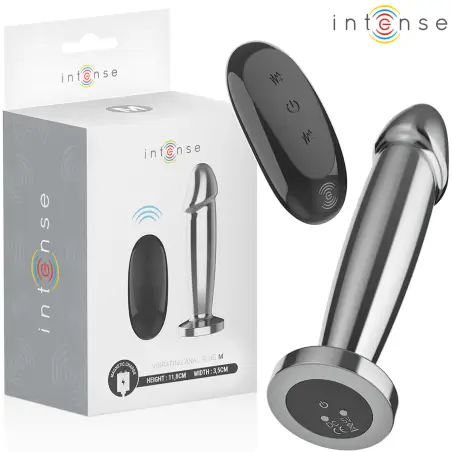 INTENSE - PLUG ANAL 10 VIBRACIONES METAL EN FORMA DE DILDO CON CONTROL REMOTO M 