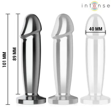 INTENSE - PLUG ANAL 10 VIBRACIONES METAL EN FORMA DE DILDO CON CONTROL REMOTO M 