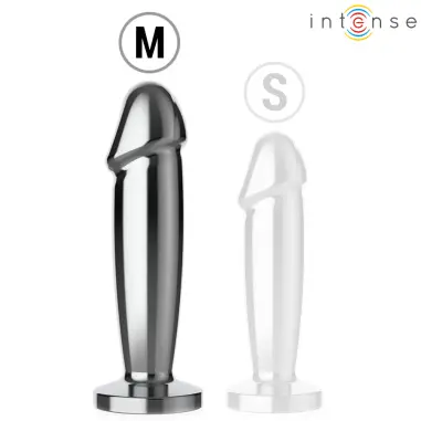 INTENSE - PLUG ANAL 10 VIBRACIONES METAL EN FORMA DE DILDO CON CONTROL REMOTO M 
